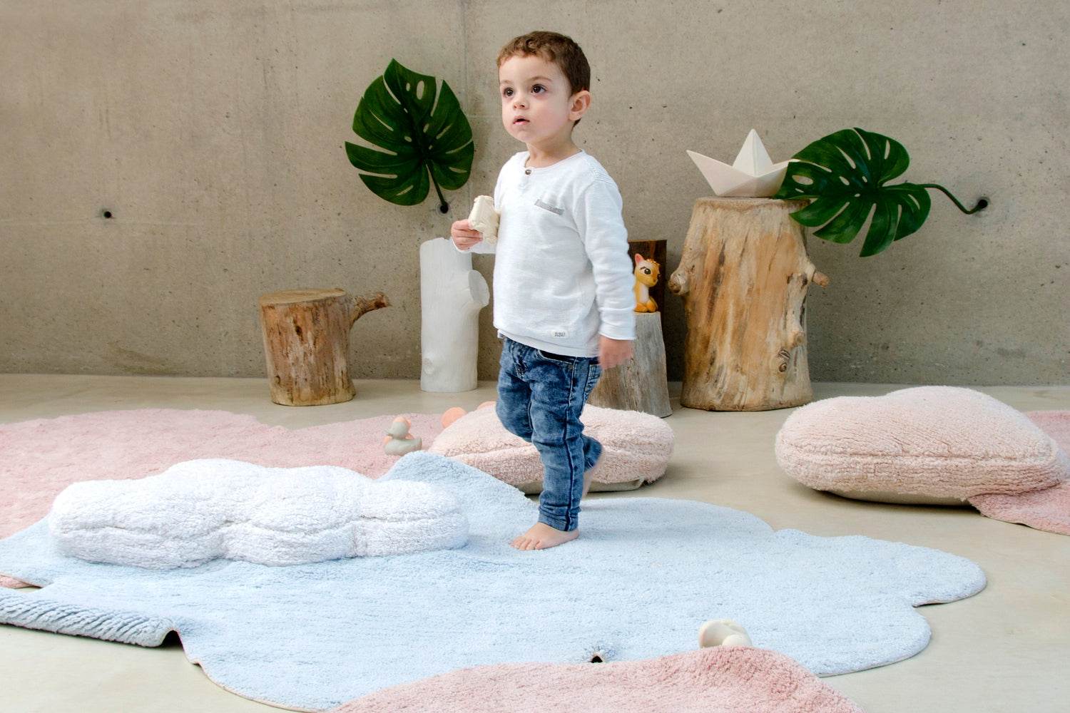 Tapis Lavable Puffy Dream Bleu 170 x 110 Cm LORENA CANALS