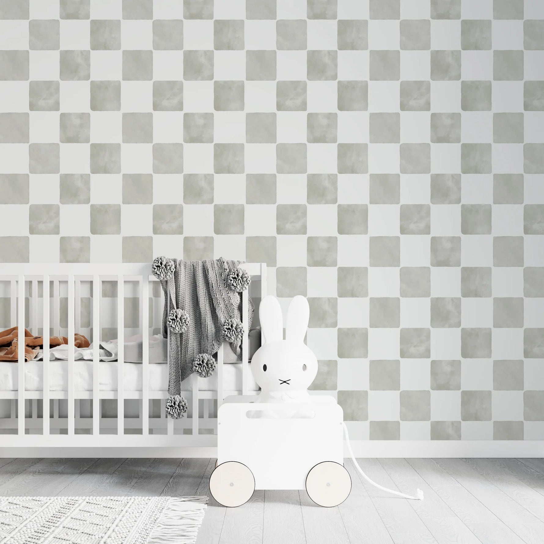 MUNKS & ME - Papier Peint Chambre Enfant à Motif Répété - À Carreaux Billys | Sage