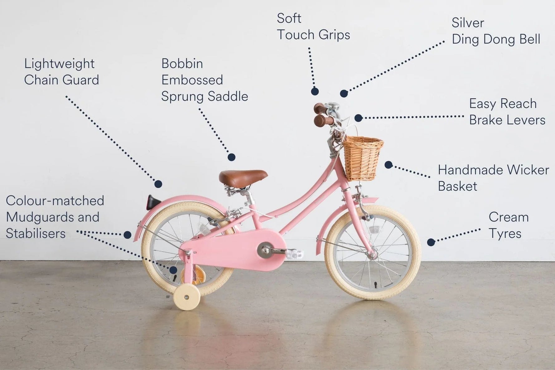 BOBBIN BIKES - Vélo Enfant Gingersnap 16" - Rose Pâle