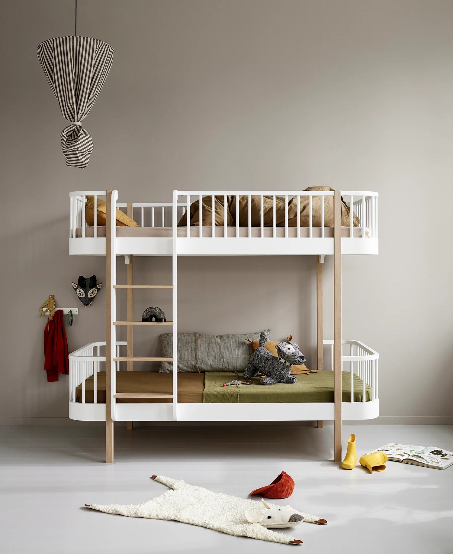 Lit Superposé Wood Original, Blanc/Chêne OLIVER FURNITURE