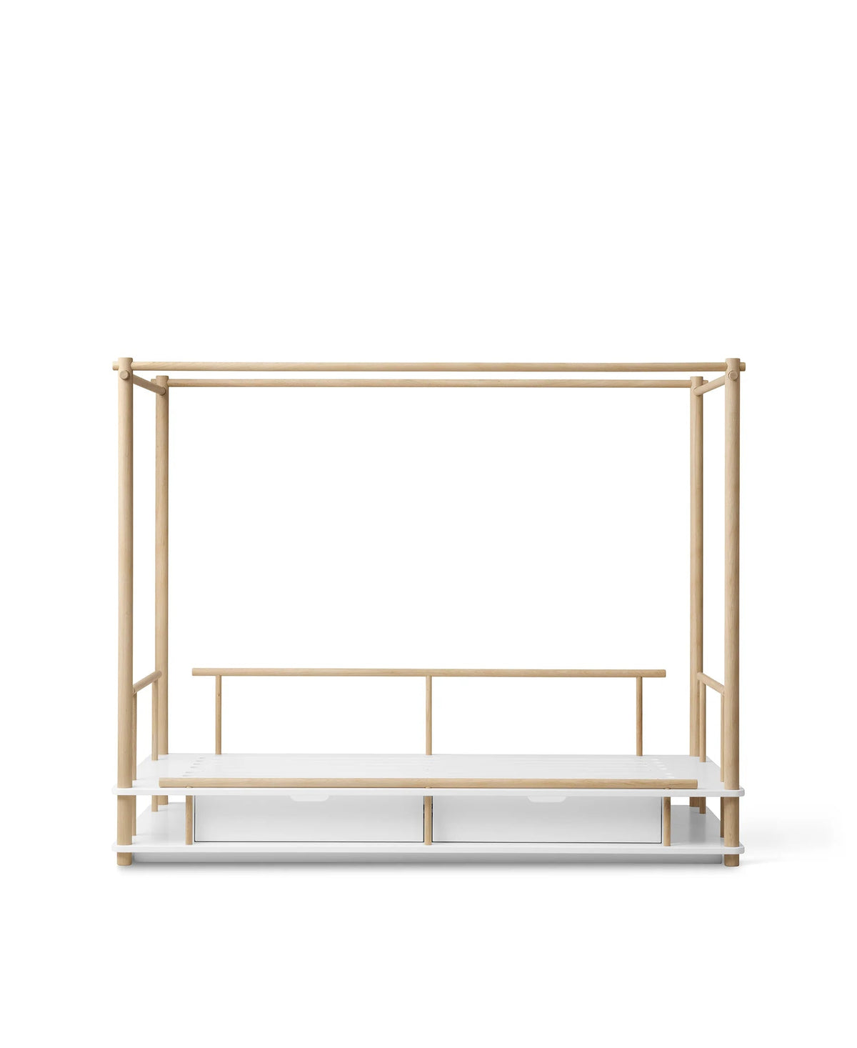 OLIVER FURNITURE - Lit à Baldaquin Camp, Blanc/Chêne 90 x 180 cm