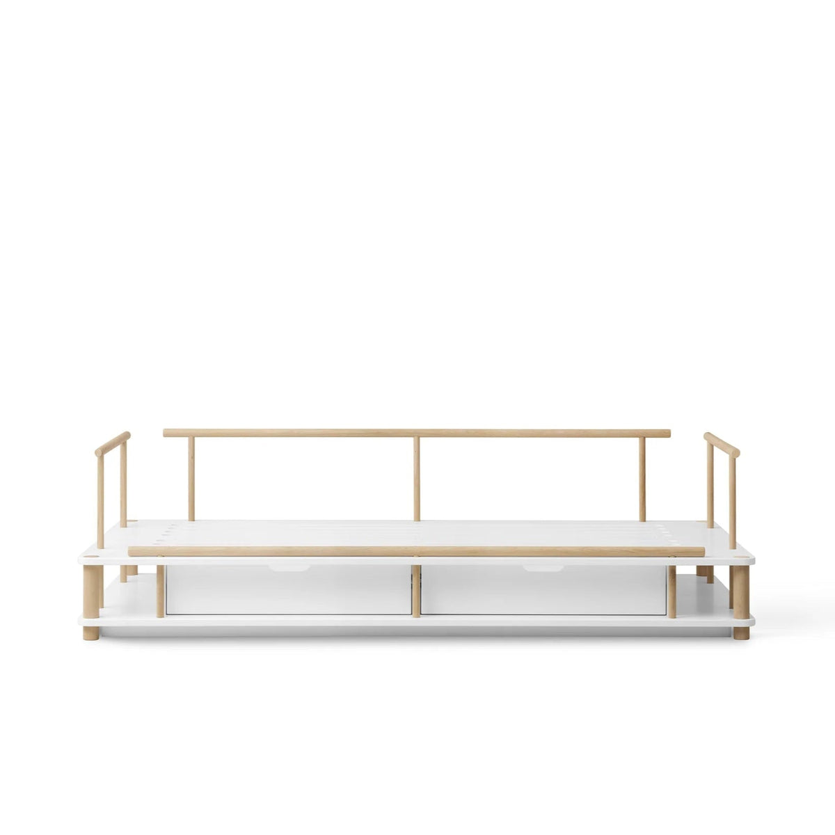 OLIVER FURNITURE - Lit Banquette Camp, Blanc/Chêne
