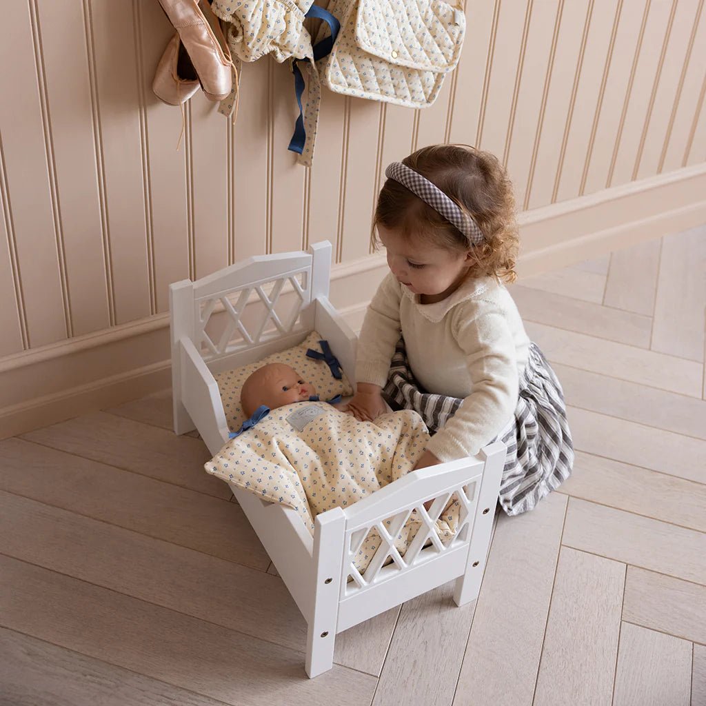 CAM CAM - Lit De Poupée en Bois Harlequin - Blanc - Nouveau modèle
