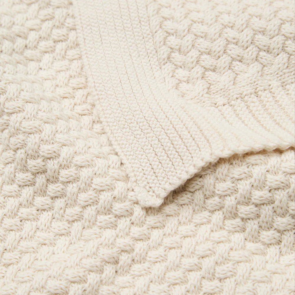 CAM CAM - Plaid Bébé En Tricot Harper - Gots - Blanc Cassé