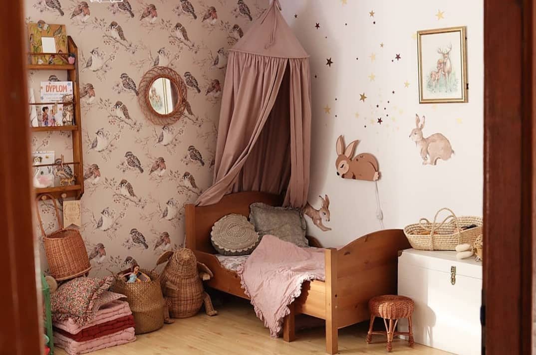 DEKORNIK - Papier Peint Pour Enfants Beige Oiseaux