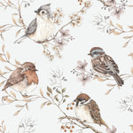 DEKORNIK - Papier Peint Pour Enfants Blanc - gris Oiseaux