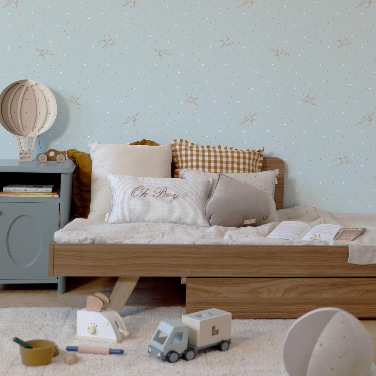 DEKORNIK - Papier Peint Pour Enfants Hirondelles Beige