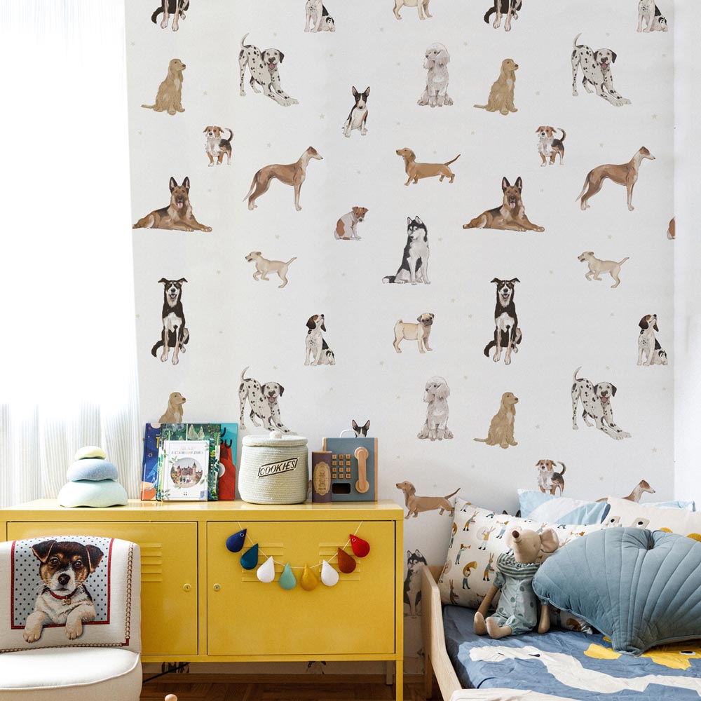 DEKORNIK - Papier Peint Pour Enfants Les Chiens Sont Le Meilleur - Blanc
