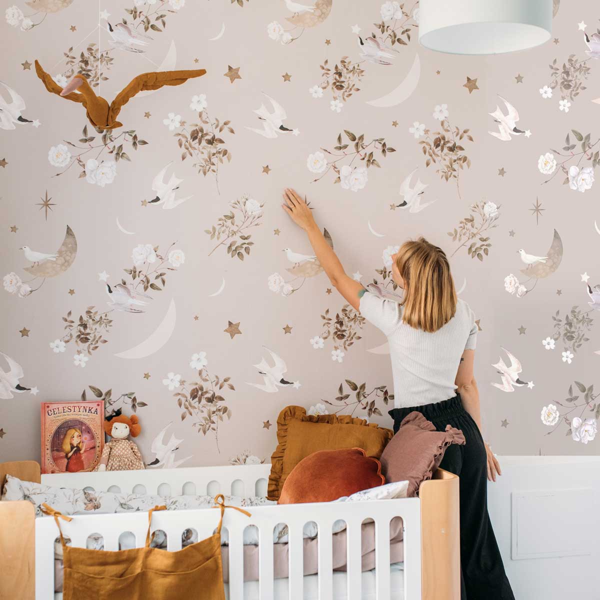 DEKORNIK - Papier Peint Pour Enfants Oiseaux Dans Le Ciel Nocturne
