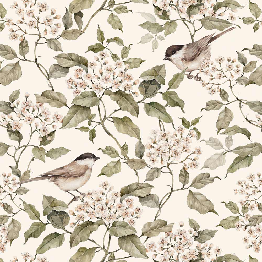 DEKORNIK - Papier Peint Pour Enfants Oiseaux Et Printemps Beige