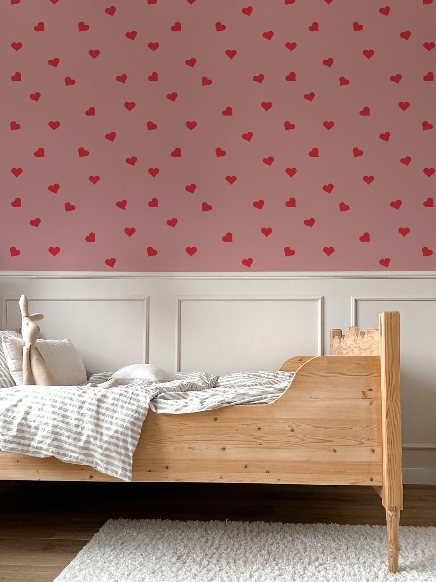 DEKORNIK - Papier Peint Pour Enfants Rose Cœurs