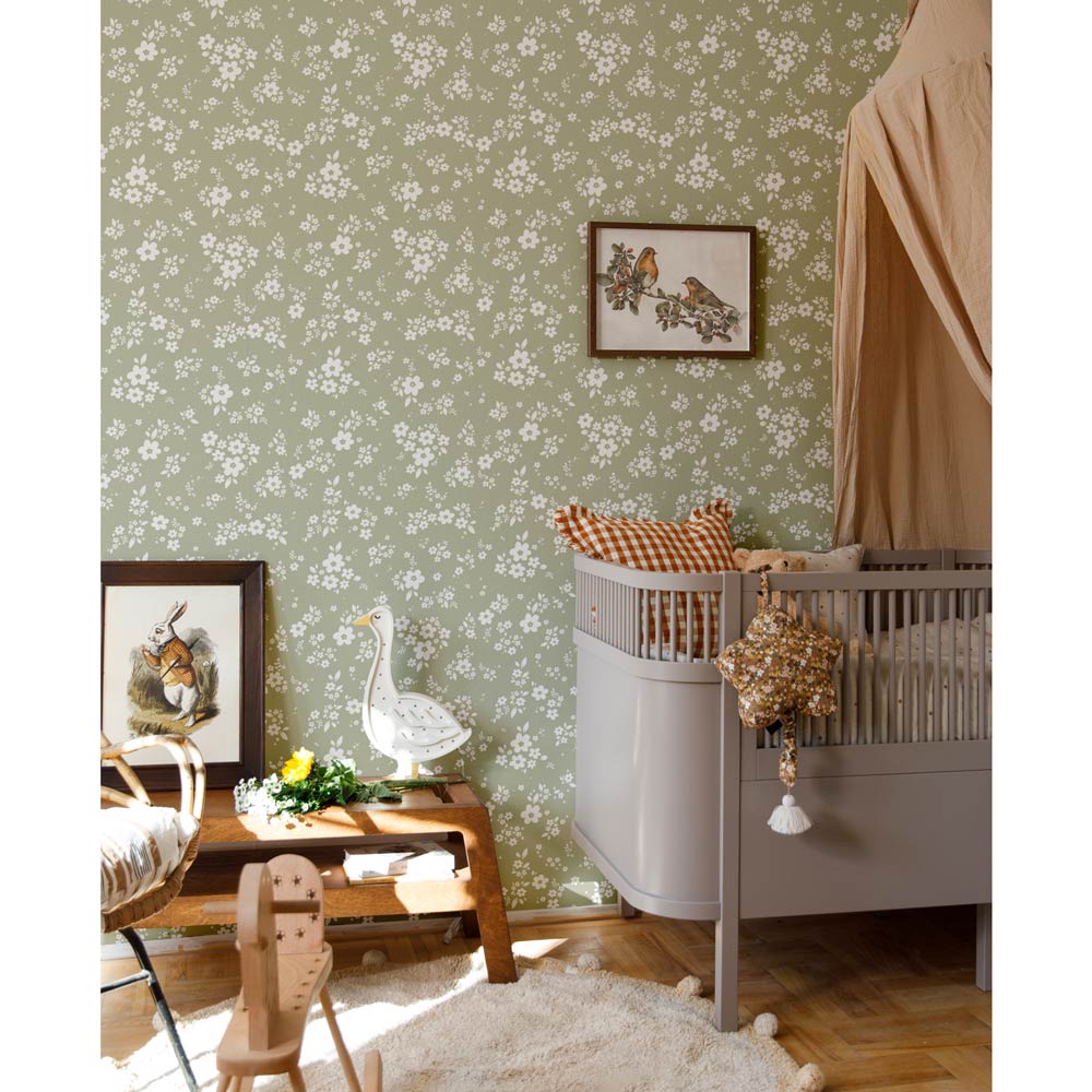 DEKORNIK - Papier Peint Pour Enfants Vert Prairie En Dentelle
