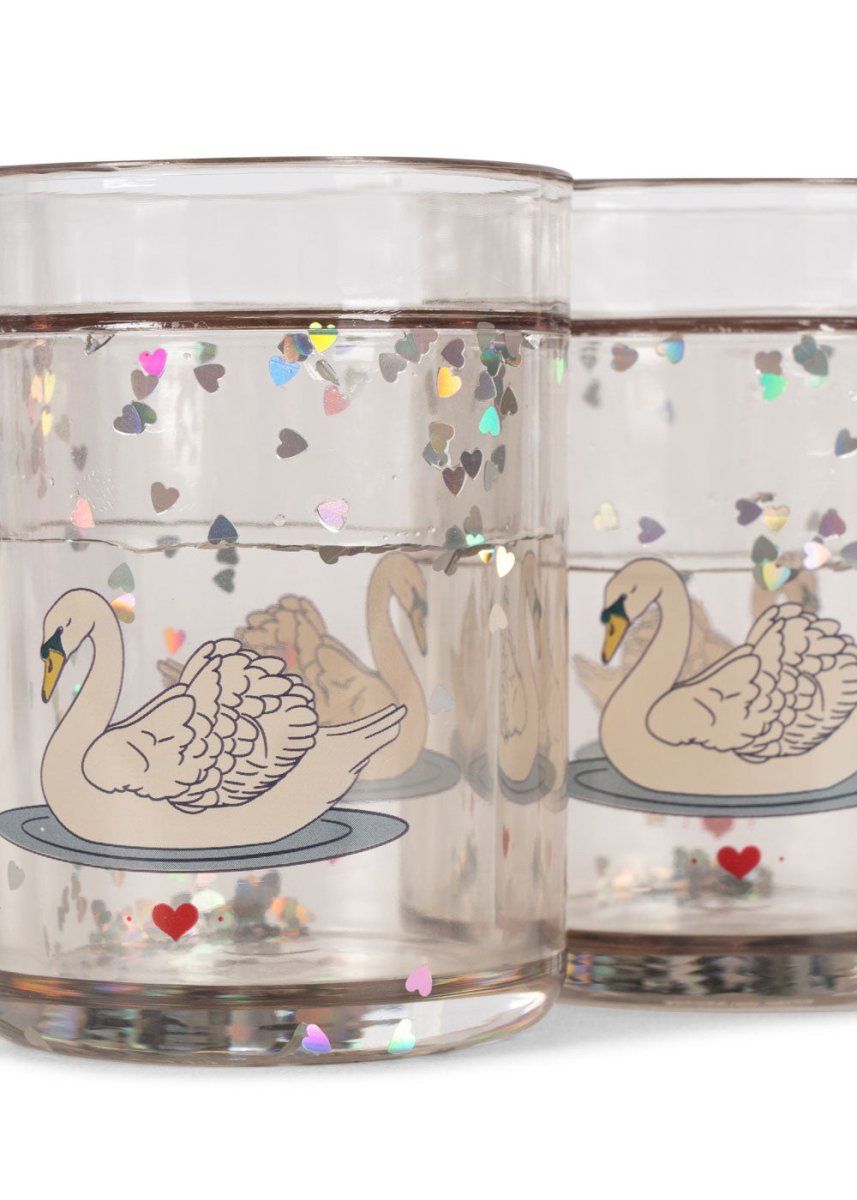 KONGES SLØJD - Paquet De 2 Gobelets À Paillettes - Cygne Blanc Cassé