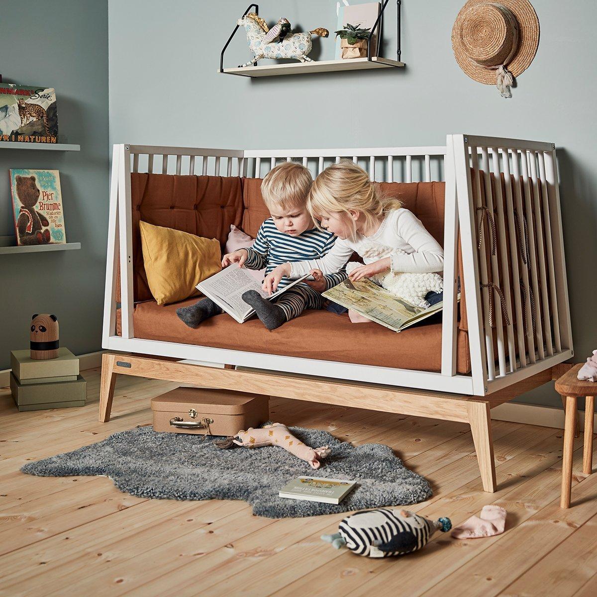 LEANDER - Lit Bébé Luna, 120cm, Blanc/chêne