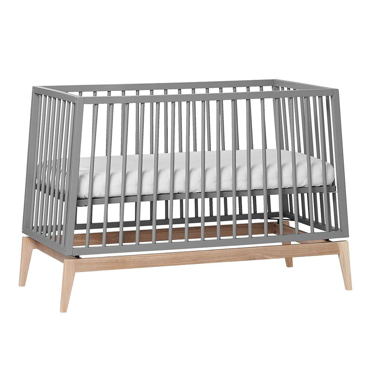 LEANDER - Lit Bébé Luna, 120x60 Cm, Gris/chêne