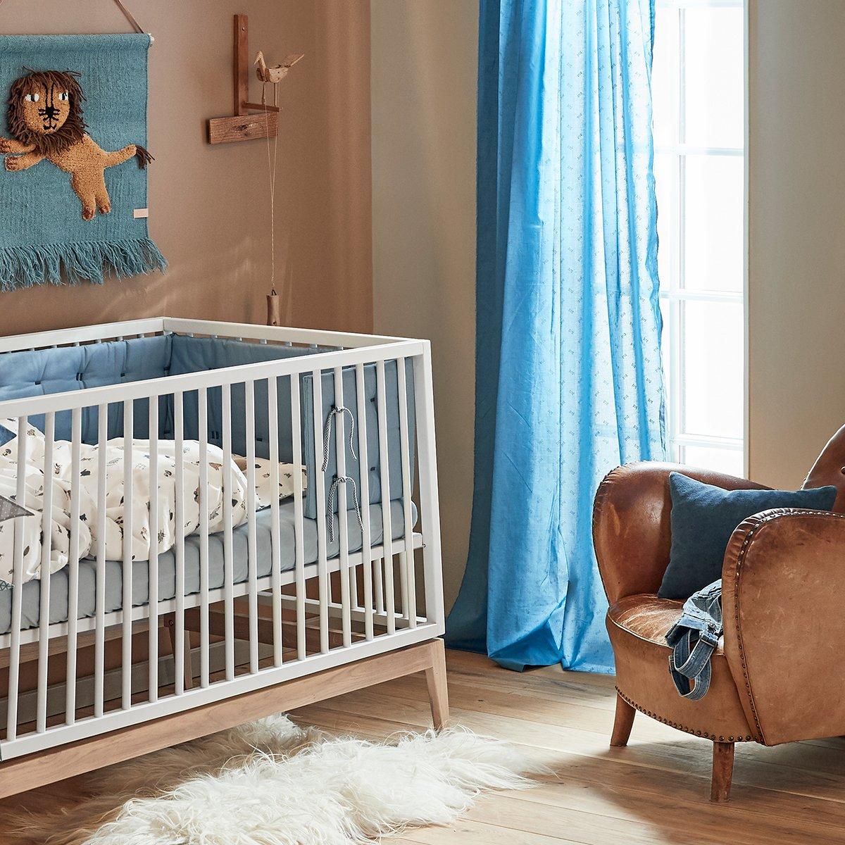 LEANDER - Lit Bébé Luna, 140x70 Cm, Blanc/chêne