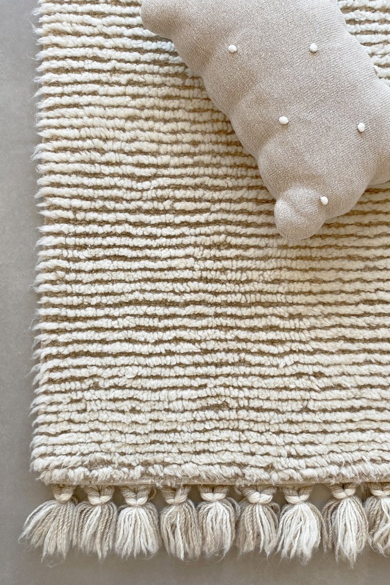 LORENA CANALS - Coussin Tricoté Biscuit Dune Blanc