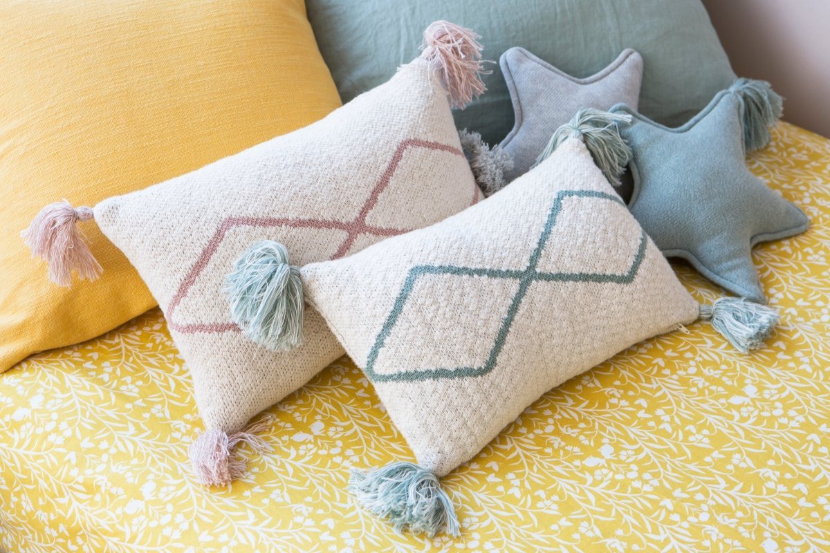 LORENA CANALS - Coussin Tricoté Little Oasis Nat - Indus Blue
