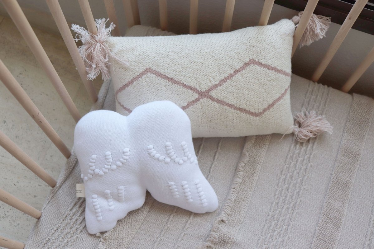 LORENA CANALS - Coussin Tricoté Little Oasis Nat - Rose Pâle