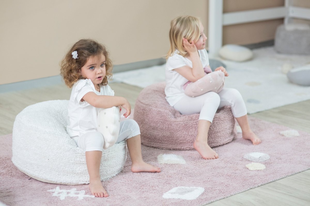 LORENA CANALS - Coussin Tricoté Rond Biscuit Rose Perle