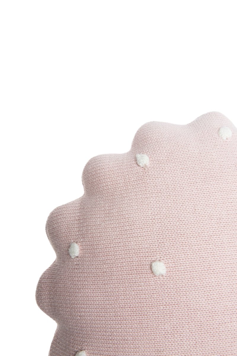 LORENA CANALS - Coussin Tricoté Rond Biscuit Rose Perle