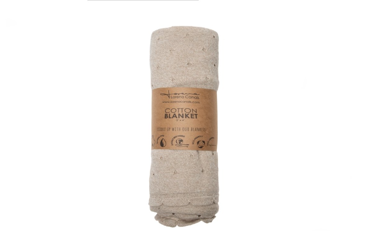 LORENA CANALS - Couverture Bébé Tricot Biscuit Dune Blanc