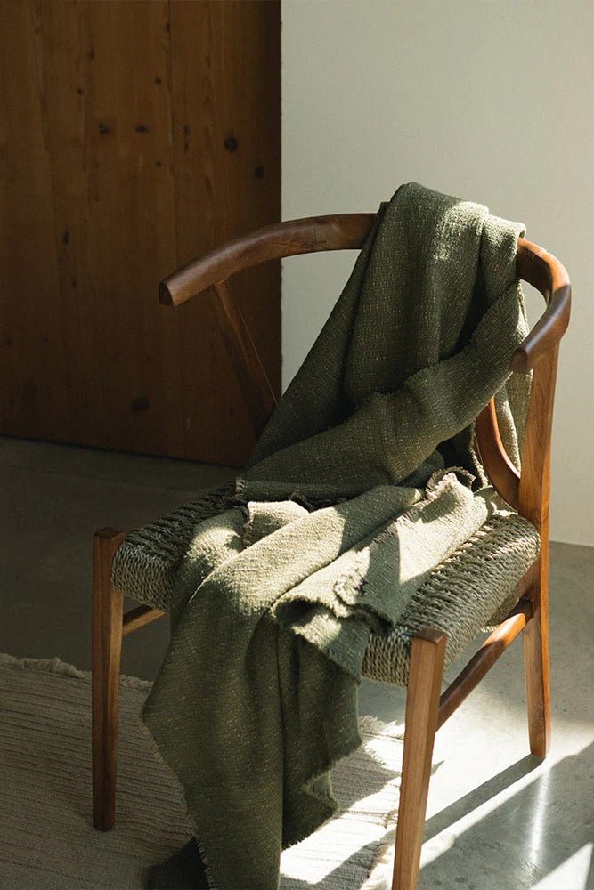 LORENA CANALS - Plaid Tissé Main Kaki 130 X 180 Cm