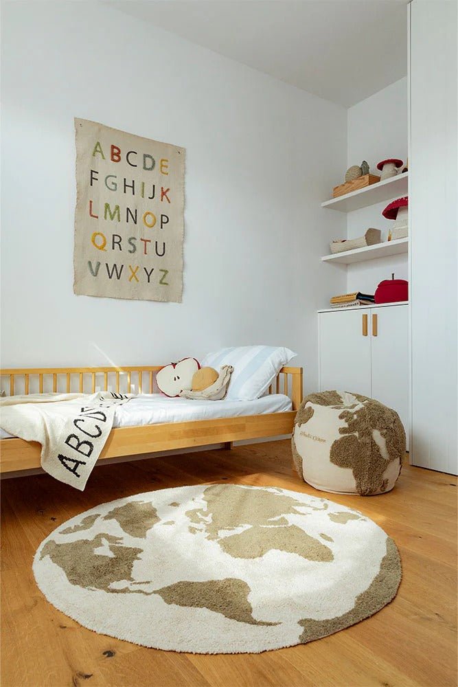 LORENA CANALS - Pouf Carte Du Monde En Tissu Recyclé