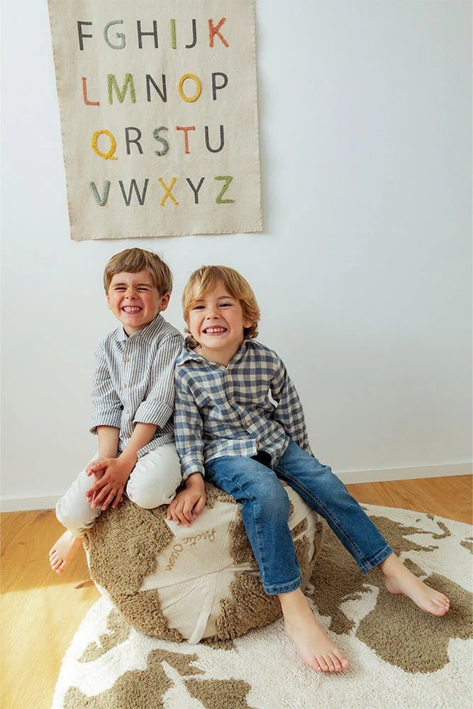 LORENA CANALS - Pouf Carte Du Monde En Tissu Recyclé