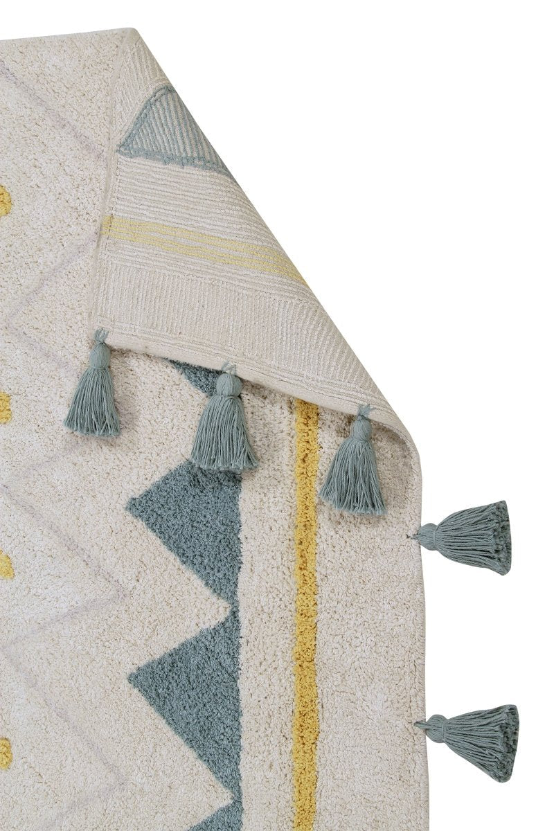 LORENA CANALS - Tapis Lavable Azteca Naturel - Vintage Bleu 120 X 160 cm