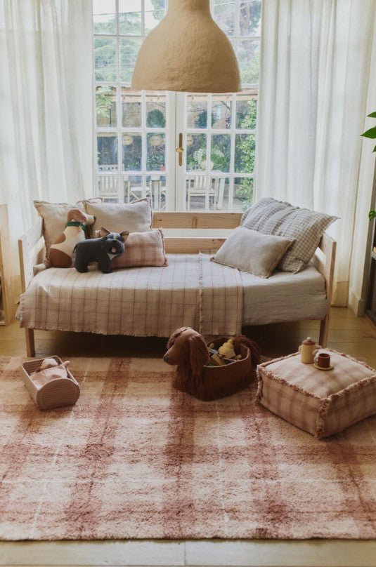 LORENA CANALS - Tapis Lavable Tartan - Rose 140 X 190 Cm
