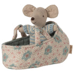MAILEG - Bébé Souris Dans Son Couffin - Bleu