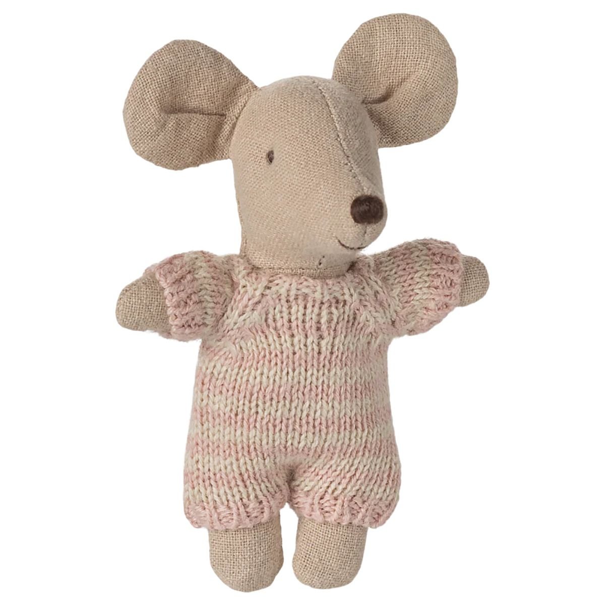 MAILEG - Bébé Souris Dans Son Couffin - Rose