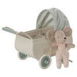 MAILEG - Landau Avec Bébé Souris - Menthe