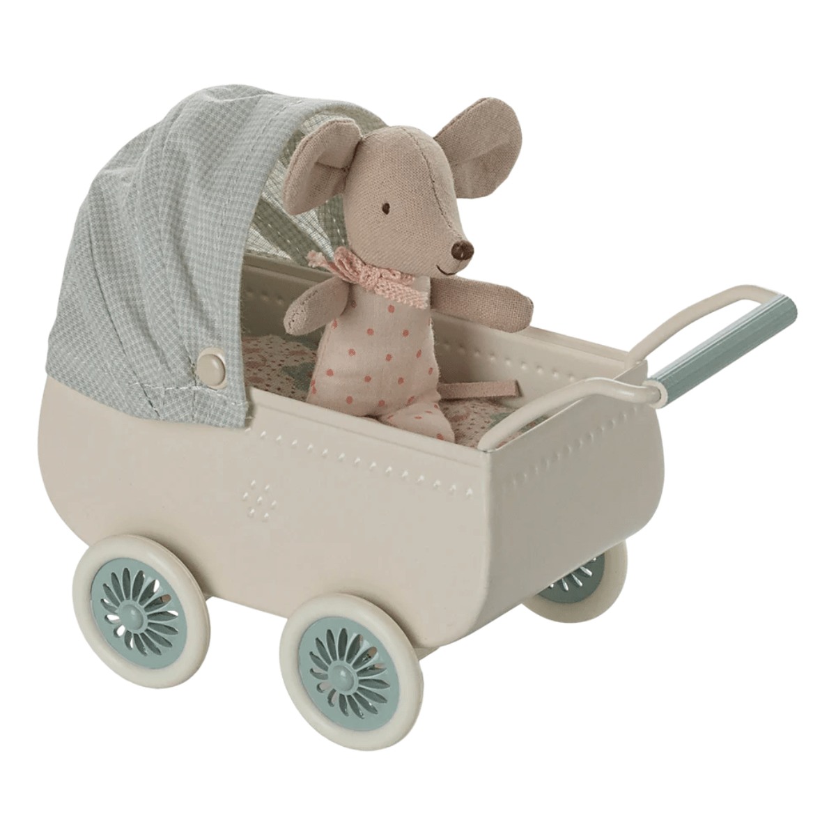 MAILEG - Landau Avec Bébé Souris - Menthe