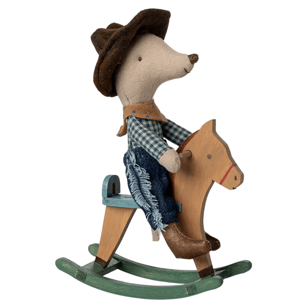 MAILEG - Souris Cowboy Sur Cheval À Bascule, Petit Frère