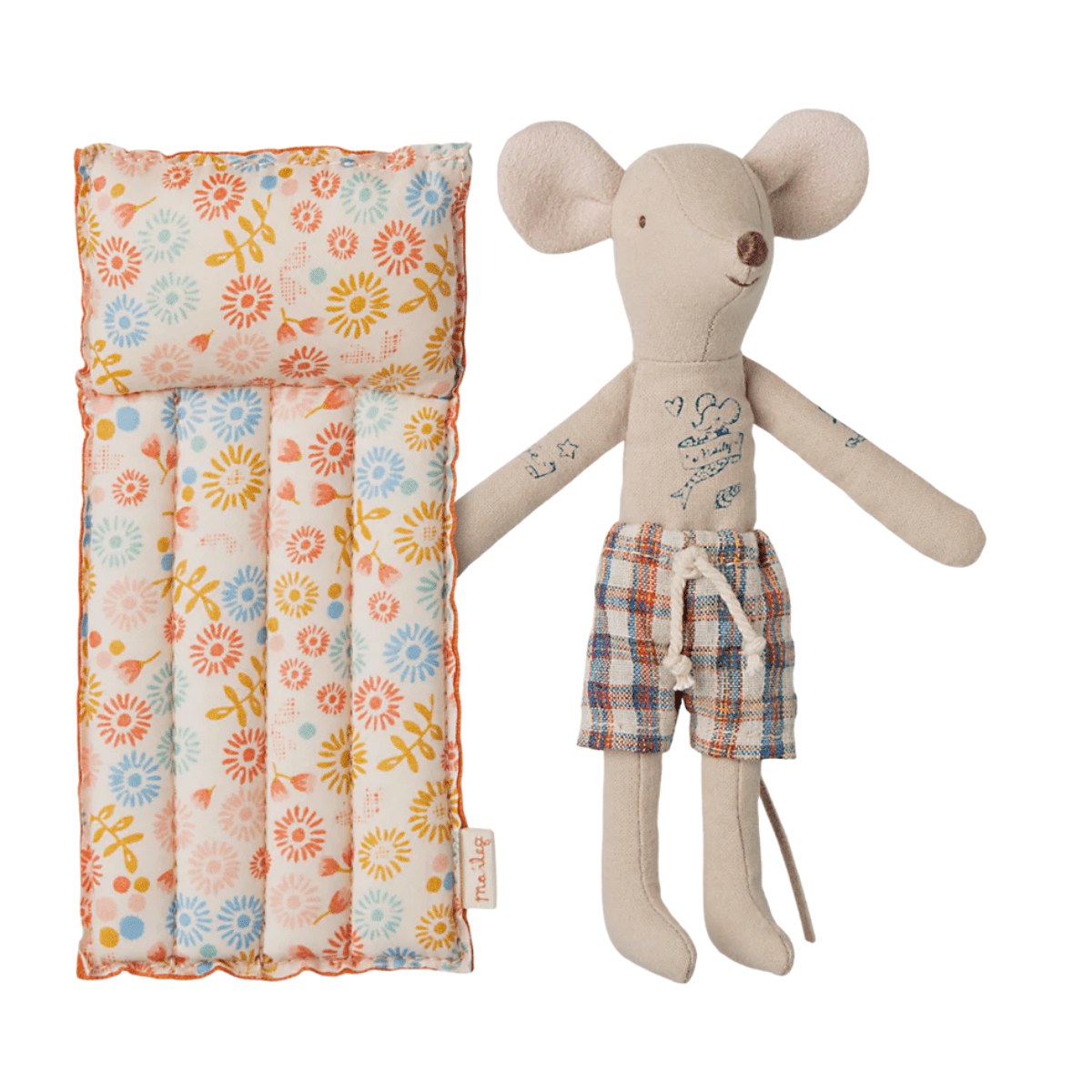 MAILEG - Souris De Plage Avec Matelas Pneumatique, Papa - Fleur