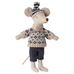 MAILEG - Souris D'hiver Avec Kit De Ski Papa - Bleu