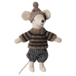 MAILEG - Souris D'hiver Avec Set De Ski Big Brother - Gris