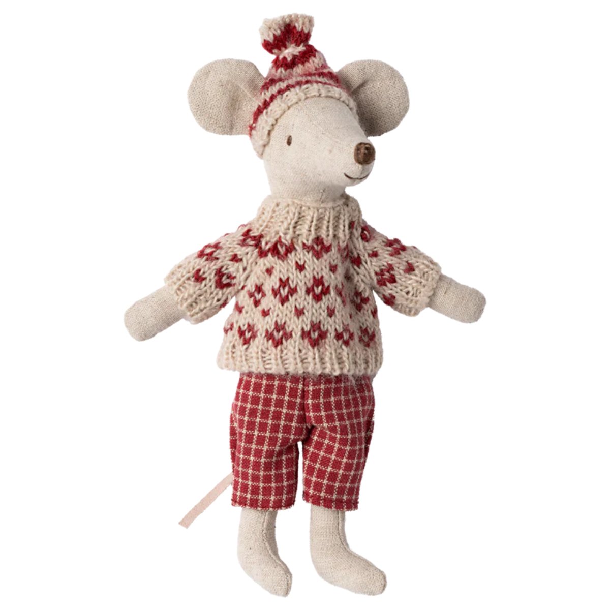 MAILEG - Souris D'hiver Avec Set De Ski Mum - Rouge