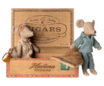 MAILEG - Souris Papa Et Maman Dans Une Boîte À Cigares
