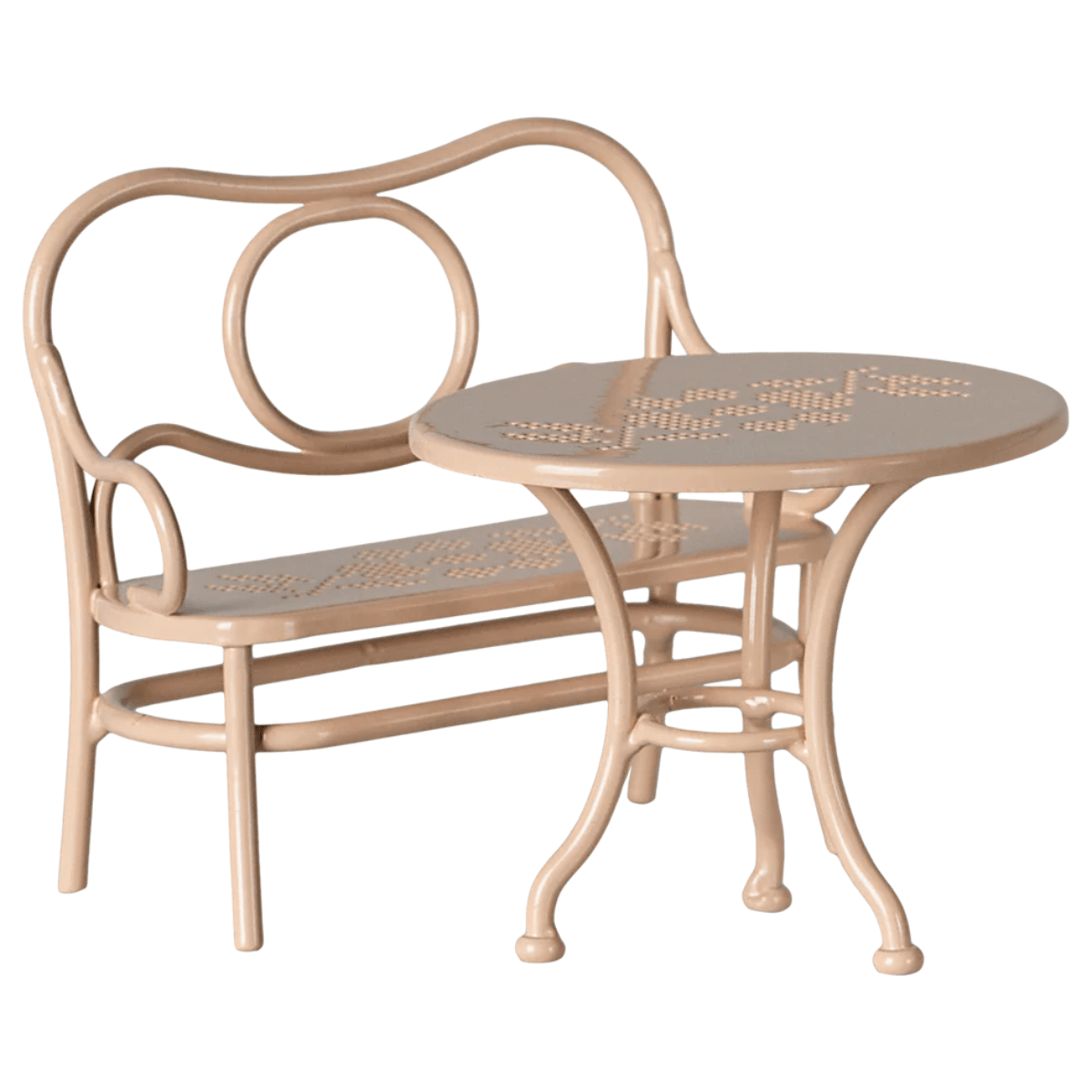 MAILEG - Table à Café et Banc, Souris, Grande - Rose Pâle