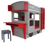 MATHY BY BOLS - Lit WAGON Avec Bureau + Étagère 90x190 cm