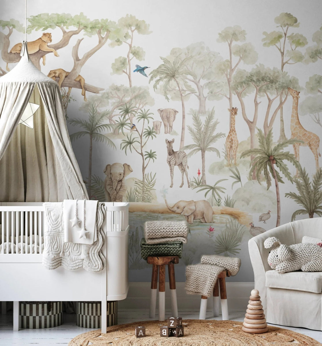 MUNKS & ME - Papier Peint Panoramique Pour Enfants - Aventure Safari Savane