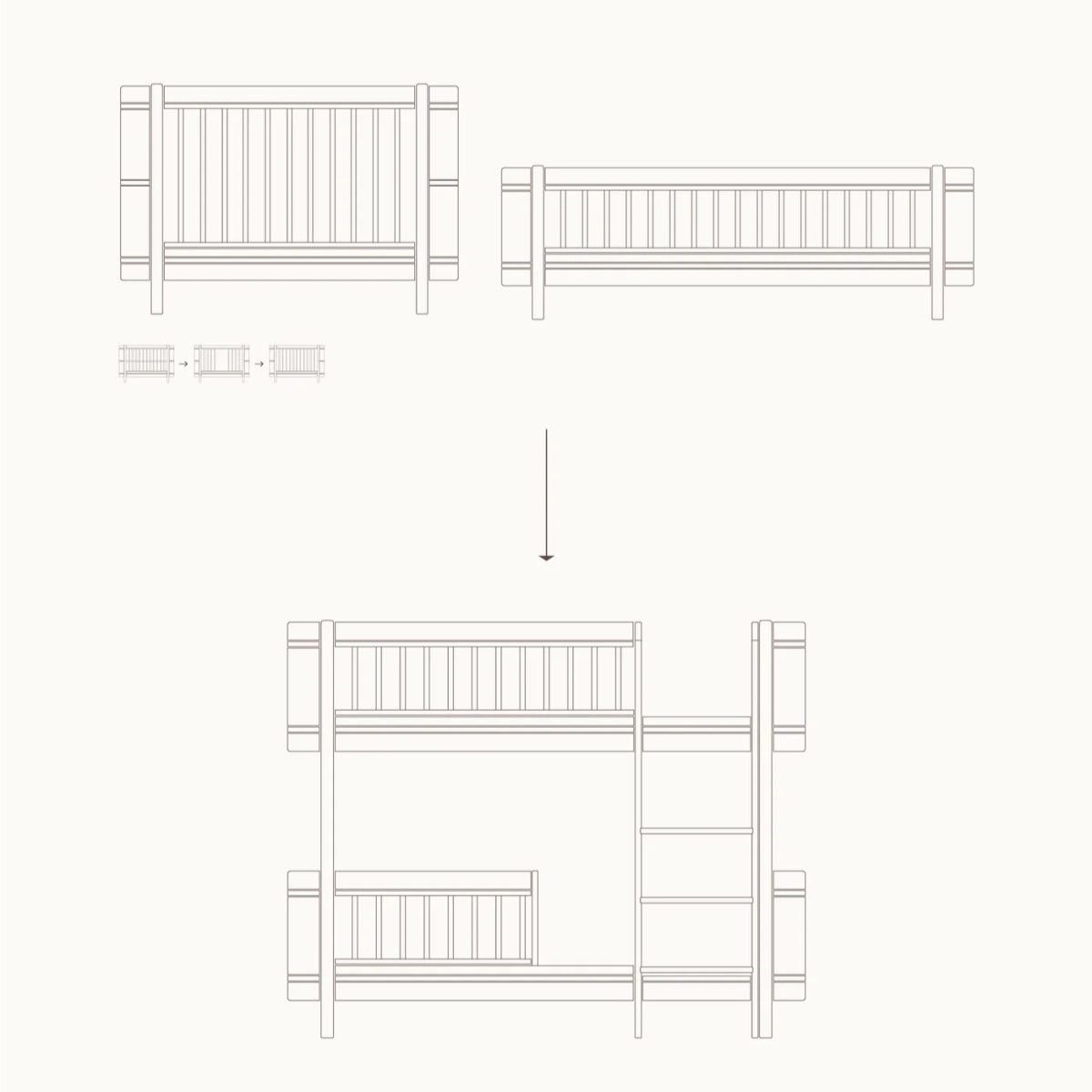 OLIVER FURNITURE - 041783 - Kit De Conversion - Lit Bébé Évolutif Mini+ & Lit Junior - En Lit Superposé Mi - haut, Chêne