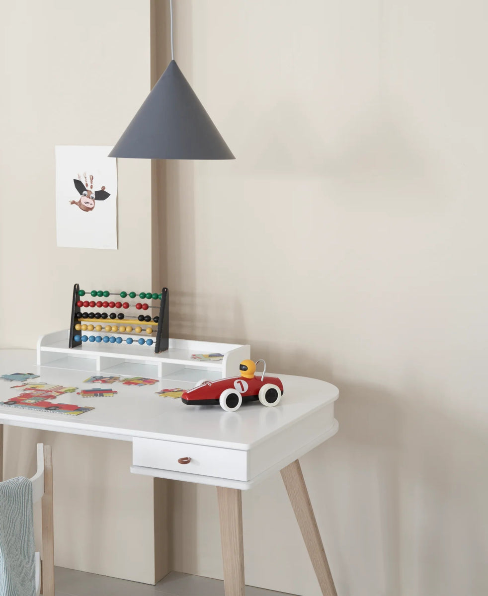 OLIVER FURNITURE - Bureau Wood 66 cm & Chaise Wood Avec Accoudoirs, L'ensemble, Blanc/Chêne