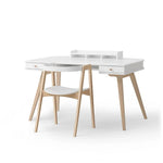 OLIVER FURNITURE - Bureau Wood 66 cm & Chaise Wood Avec Accoudoirs, L'ensemble, Blanc/Chêne