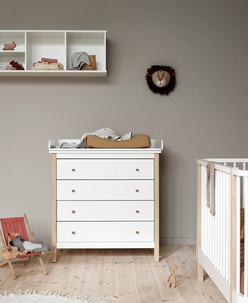 OLIVER FURNITURE - Commode à Langer 4 Tiroirs Wood, Blanc/Chêne