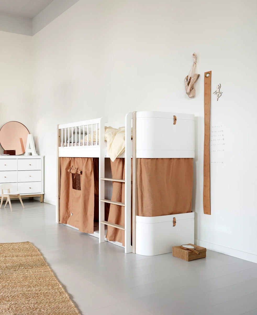 OLIVER FURNITURE - Lit Mezzanine Mi - haut Wood Mini+, Blanc/Chêne