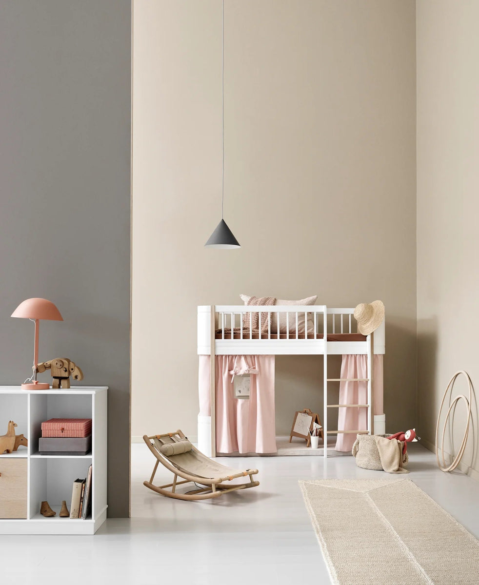 OLIVER FURNITURE - Lit Mezzanine Mi - haut Wood Mini+, Blanc/Chêne